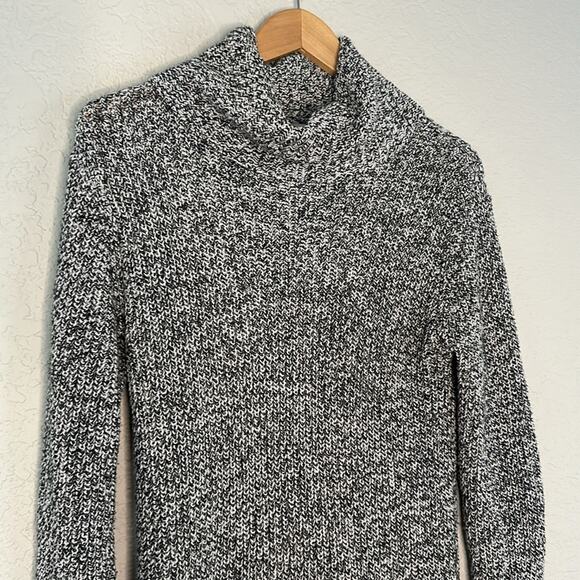 Longline Turtleneck Sweater Navy Blue Marled Small Winter Abercrombie & Fitch - Picture 2 of 6
